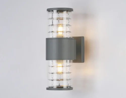 Настенный светильник ST2523 Ambrella light уличный IP54 серый 2 лампы, плафон прозрачный в стиле хай-тек современный E27 фото 2