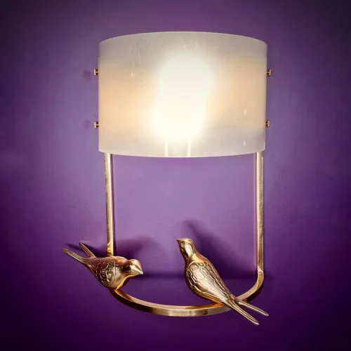 Бра Birds Twitter 106713-22 ImperiumLoft белый на 2 лампы, основание золотое в стиле современный арт-деко  фото 2
