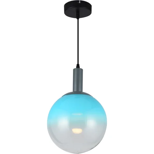 Светильник подвесной LED Gwendolyn TL1217H-01BE Toplight голубой 1 лампа, основание чёрное в стиле модерн шар