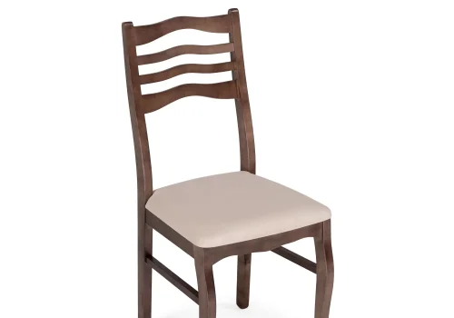 Деревянный стул Амадиу бежевый / орех 528927 Woodville, бежевый/велюр, ножки/массив березы дерево/орех, размеры - ****420*490 фото 5