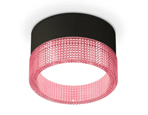 Светильник накладной XS8102032 Ambrella light розовый 1 лампа, основание чёрное в стиле хай-тек круглый