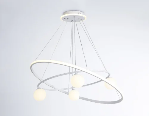 Люстра подвесная LED с пультом FL66326 Ambrella light белая на 1 лампа, основание белое в стиле современный хай-тек с пультом фото 3