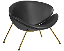 Кресло дизайнерское 72-LMO EMILY, цвет сиденья черный (YP16), цвет основания золото Dobrin, чёрный/винил, ножки/металл/золотой, размеры - ****810*780
