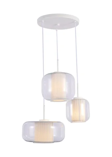 Светильник подвесной Ember V11815-3P Moderli прозрачный на 3 лампы, основание белое в стиле современный каскад фото 2