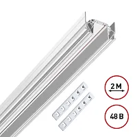 Шинопровод 2м для монтажа в натяжной потолок (гарпунная система) Smal 135202 Novotech белый в стиле хай-тек современный для светильников серии Smal натяжной потолок низковольтная трековая система шинопровод