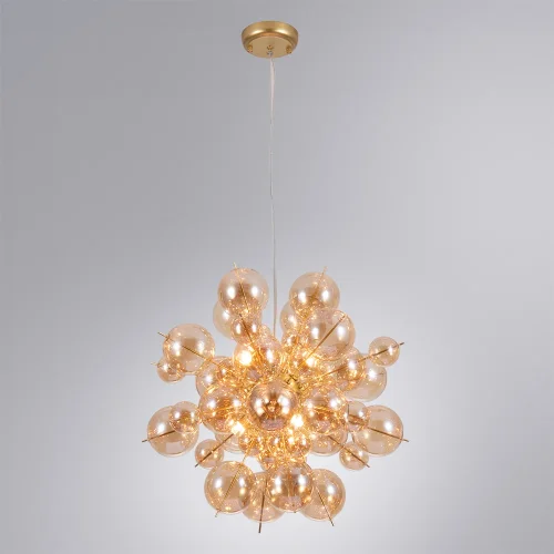 Люстра подвесная Molecule A8313SP-6GO Arte Lamp янтарная на 6 ламп, основание золотое в стиле современный молекула шар фото 2
