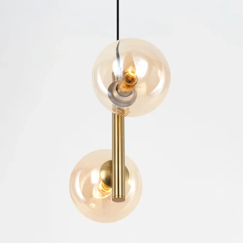 Светильник подвесной Лорен CL146023 Citilux янтарный 2 лампы, основание бронзовое в стиле современный молекула шар фото 7