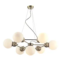 Люстра подвесная LSP-8899 Lussole белая на 7 ламп, основание бронзовое в стиле современный шар