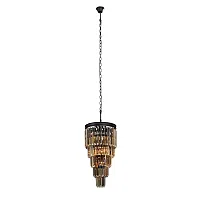 Люстра подвесная V5154-1/7 Vitaluce янтарная на 7 ламп, основание чёрное в стиле современный классический 