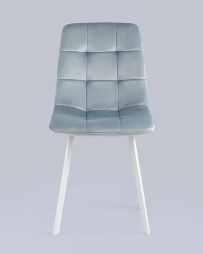Стул Chilly, велюр серо-голубой, сиденье, белые ножки УТ000039635 Stool Group, голубой/велюр, ножки/металл/белый, размеры - ***** фото 4