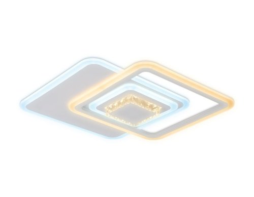 Люстра потолочная LED с пультом Acrylica Ice FA261 Ambrella light белая на 1 лампа, основание белое в стиле хай-тек модерн квадраты с пультом фото 2