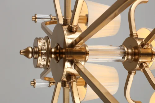 Люстра подвесная Dimaro OML-87813-15 Omnilux бежевая на 15 ламп, основание бронзовое в стиле классический фото 2