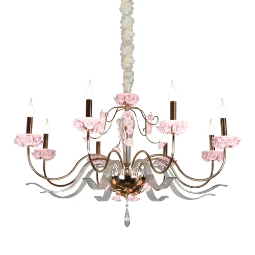 Люстра подвесная Muntiggioni OML-70413-08 Omnilux без плафона на 8 ламп, основание розовое золотое в стиле классический 