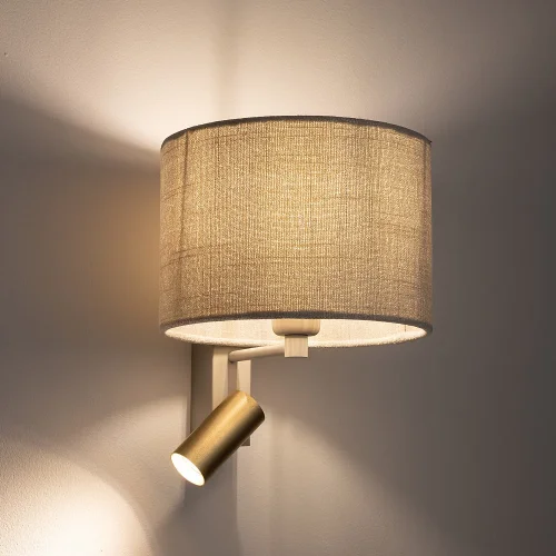 Бра с выключателем Santana A 11654-NW Nowodvorski бежевый на 1 лампу, основание золотое в стиле современный для чтения фото 2