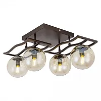 Люстра потолочная Бриз CL106245 Citilux бежевая на 4 лампы, основание коричневое венге в стиле лофт современный шар