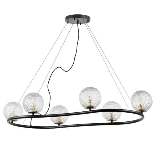 Люстра подвесная Bari 815267 Lightstar прозрачная на 6 ламп, основание чёрное в стиле современный арт-деко шар