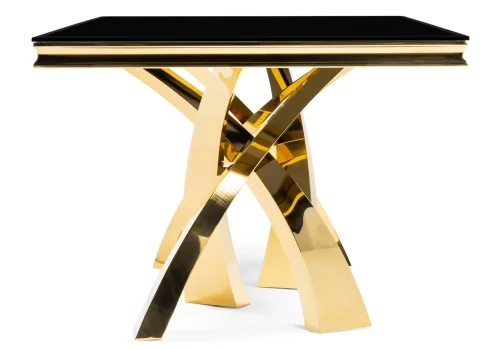 Стеклянный стол Komin 2 черный / золото 15308 Woodville столешница чёрная из стекло фото 2