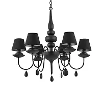 Люстра подвесная BLANCHE SP6 NERO Ideal Lux чёрная на 6 ламп, основание чёрное в стиле современный 