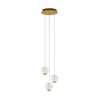 Светильник подвесной LED Sapphire MOD293PL-L18BS3K Maytoni прозрачный на 1 лампу, основание латунь в стиле современный хай-тек каскад