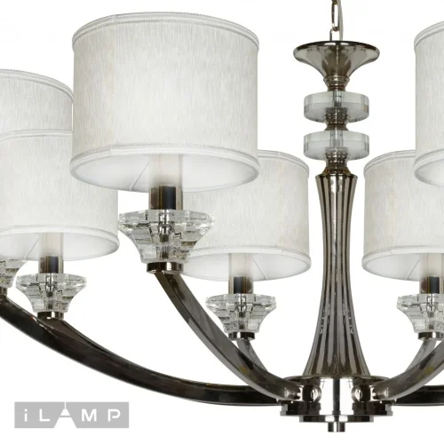 Люстра подвесная Oxford 85175/8 CR iLamp белая на 8 ламп, основание хром в стиле американский современный  фото 3