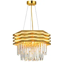 Люстра подвесная SPEAR 76013/10C GOLD Natali Kovaltseva прозрачная золотая на 8 ламп, основание золотое в стиле современный 