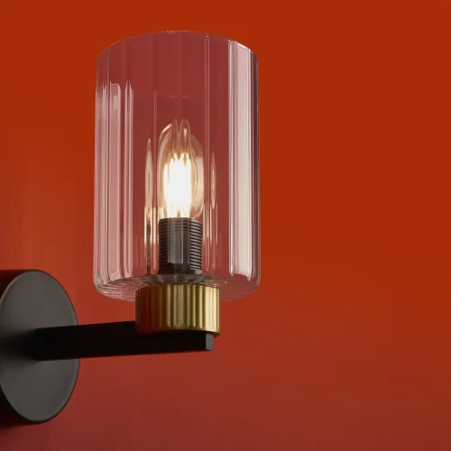 Бра Ombre FR2051WL-01BBS1 Freya прозрачный на 1 лампу, основание чёрное в стиле классический фото 9