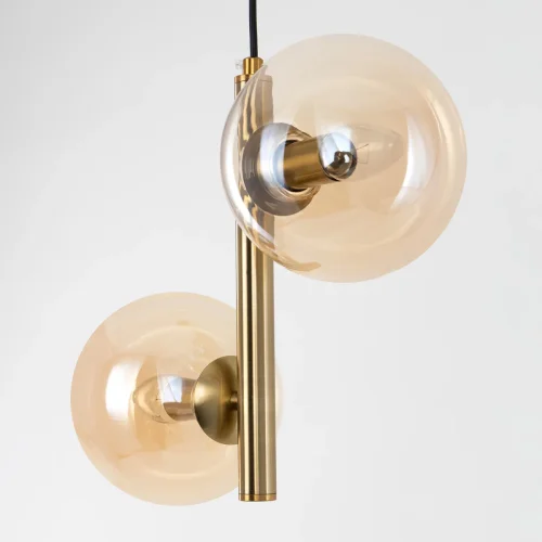 Светильник подвесной Лорен CL146023 Citilux янтарный 2 лампы, основание бронзовое в стиле современный молекула шар фото 5