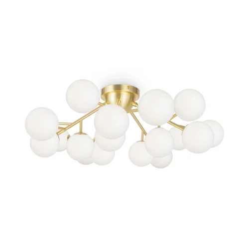 Люстра потолочная Dallas MOD545CL-20BS Maytoni белая на 20 ламп, основание золотое в стиле модерн молекула шар