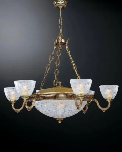 Люстра подвесная  L 6352/6+4 Reccagni Angelo белая на 10 ламп, основание золотое в стиле классический 