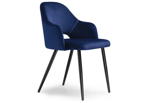 Стул на металлокаркасе Konor dark blue / black 11952 Woodville, синий/велюр, ножки/металл/, размеры - *780***540*550 фото 3