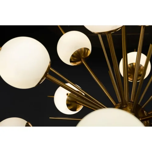 Люстра на штанге 0764CL-18AB Milosh Tendence белая на 18 ламп, основание бронзовое в стиле современный американский шар фото 4