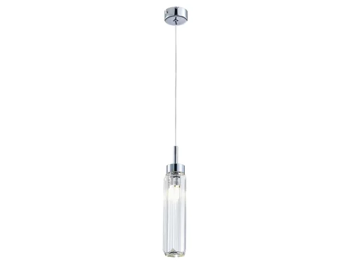 Светильник подвесной 4521 L/S chrome Newport прозрачный 1 лампа, основание хром в стиле американский современный классический трубочки