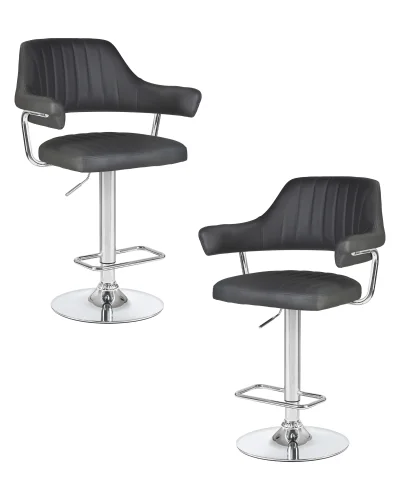 Стул барный набор 2 шт. SET-2 5019-LM CHARLY, цвет сиденья серый, цвет основания хром Dobrin, /экокожа, ножки/металл/хром, размеры - 990*1200***610*540 Стул барный набор 2 шт. SET-2 5019-LM CHARLY, цвет сиденья серый, цвет основания хром Dobrin, /экокожа, ножки/металл/хром, размеры - 990*1200***610*540