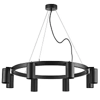 Люстра подвесная Rullo LR018378 Lightstar чёрная на 8 ламп, основание чёрное в стиле хай-тек 