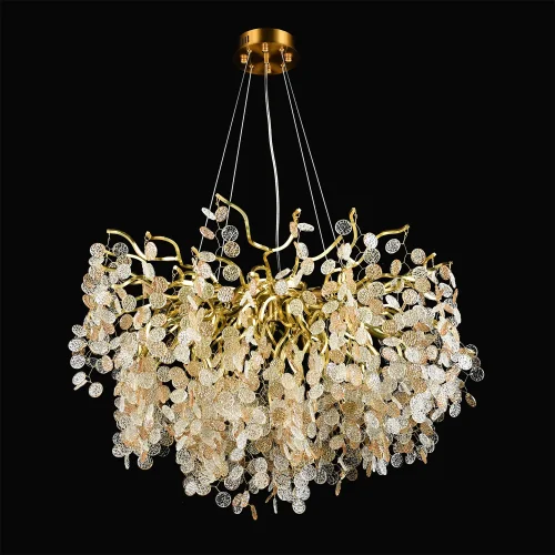 Люстра подвесная Lamar LSP-8597 Lussole белая на 9 ламп, основание матовое золото в стиле флористика ветви
