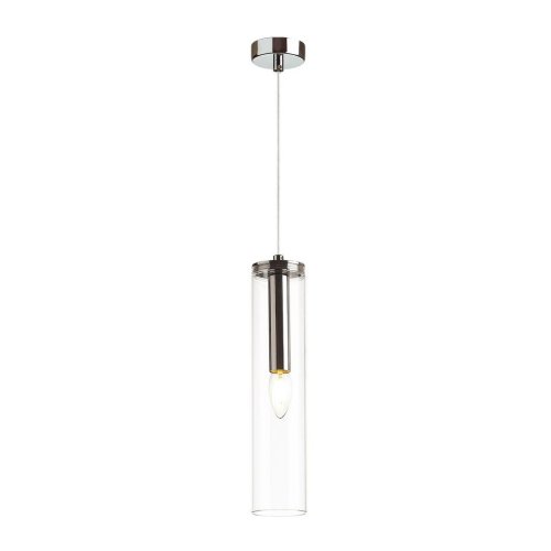 Светильник подвесной Klum 4695/1 Odeon Light прозрачный 1 лампа, основание хром в стиле хай-тек модерн трубочки