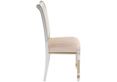 Деревянный стул Рембрандт молочный с золотой патиной 406093 Woodville, бежевый/ткань, ножки/массив бука/молочный, размеры - ****470*530 фото 3