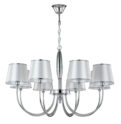 Люстра подвесная FAVOR SP8 CHROME Crystal Lux белая на 8 ламп, основание хром в стиле современный 