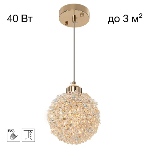 Светильник подвесной Cloudy CL323012 Citilux прозрачный на 1 лампу, основание золотое в стиле современный 
