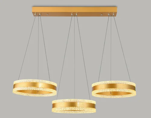 Люстра подвесная LED с пультом FA6208 Ambrella light прозрачная золотая на 1 лампа, основание золотое в стиле современный хай-тек с пультом кольца фото 5