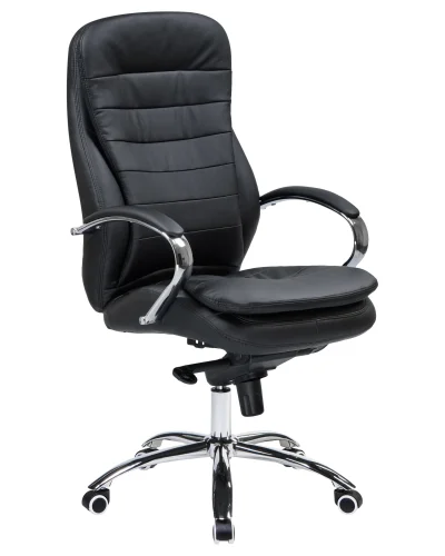 Офисное кресло для руководителей 108F-LMR LYNDON, цвет чёрный Dobrin, чёрный/экокожа, ножки/металл/хром, размеры - 1150*1200***670*670 фото 2