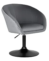 Кресло дизайнерское  8600_BlackBase-LM EDISON BLACK, цвет сиденья серый велюр (1922-19), цвет основания черный Dobrin, серый/велюр, ножки/металл/чёрный, размеры - 750*900***600*570