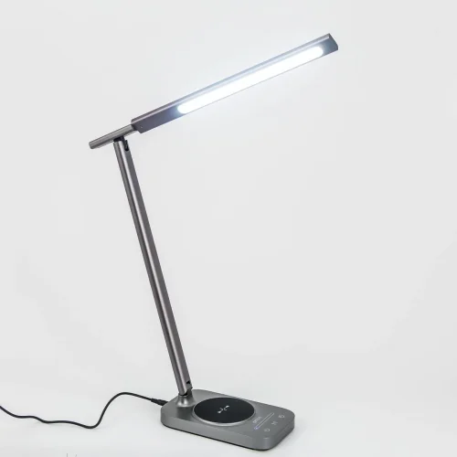 Настольная лампа LED с usb+Qi Ньютон CL803052 Citilux серая 1 лампа, основание серое металл в стиле хай-тек современный 