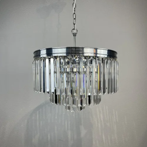 Люстра подвесная Fringe 228791-22 ImperiumLoft прозрачная на 10 ламп, основание хром в стиле современный арт-деко  фото 10
