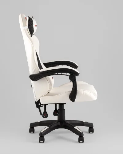 Кресло спортивное TopChairs Phantom, бело-черный УТ000039470 Stool Group, белый/экокожа, ножки/пластик/чёрный, размеры - *1270**** фото 4