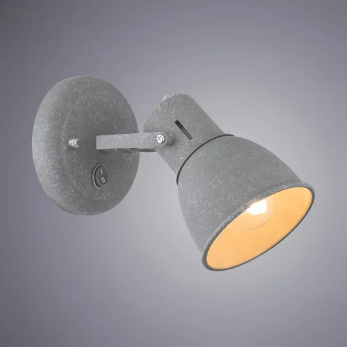 Бра с выключателем лофт A1677AP-1GY Arte Lamp серый на 1 лампа, основание серое в стиле лофт  фото 2