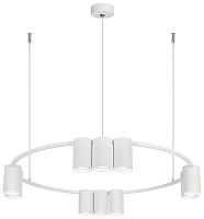 Люстра подвесная 471-003-10 Velante белая на 10 ламп, основание белое в стиле хай-тек современный 