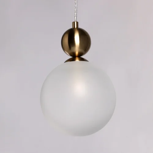 Светильник подвесной Крайс 657013301 DeMarkt белый 1 лампа, основание латунь в стиле хай-тек современный шар фото 3