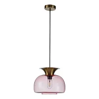 Светильник подвесной Mela V000098 Indigo розовый 1 лампа, основание бронзовое в стиле современный выдувное