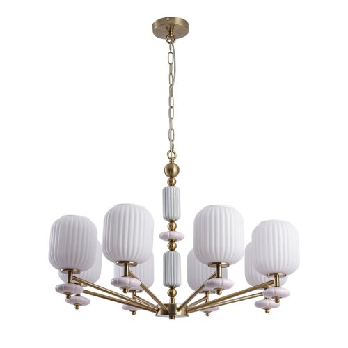 Люстра подвесная Alegra 8334/8 Lumion белая на 8 ламп, основание бронзовое в стиле классический 